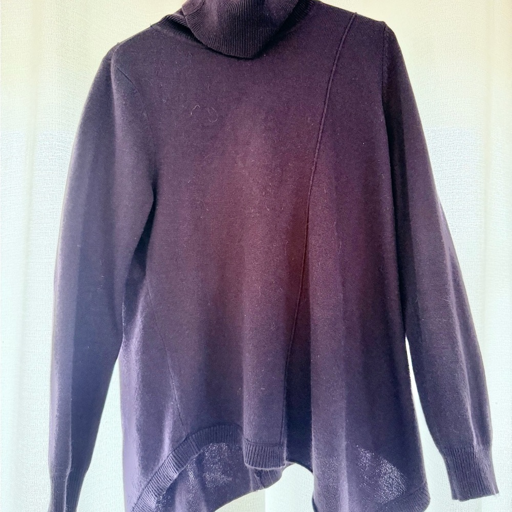 New York & Company Plum Ribbed Turtleneck Sweater